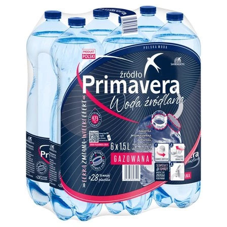 PRIMAVERA Woda źródlana gazowana (6 x 1,5L) 9 L
