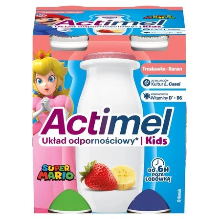 ACTIMEL Kids Napój jogurtowy o smaku truskawkowo-bananowym (4 x 100 g) 400 g